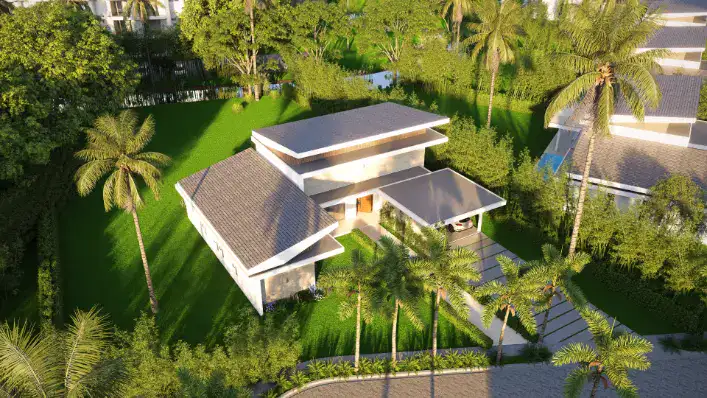 Espacios abiertos que integran la sala con la terraza y el lago disenados para el maximo confort