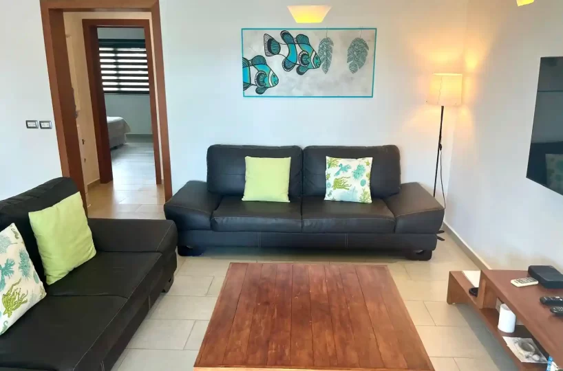 Sala del apartamento en Aligio Las Terrenas con mueble