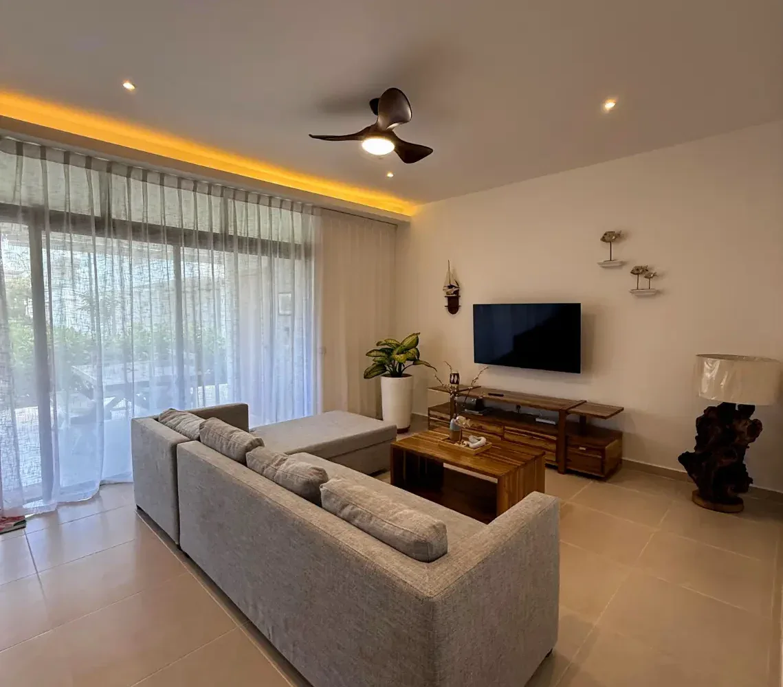 apartamentos frente al mar en venta en las terrenas sala de estar