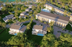 Vistas aéreas de El Portillo en Las Terrenas, con villas modernas y espacios naturales.
