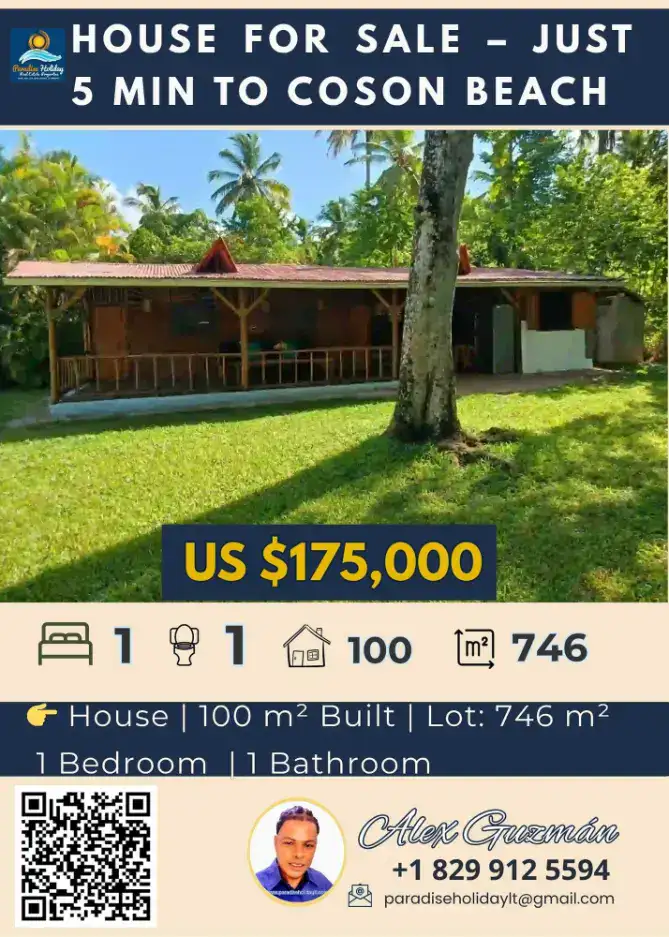 casa venta cerca playa coson inmobiliaria las terrenas