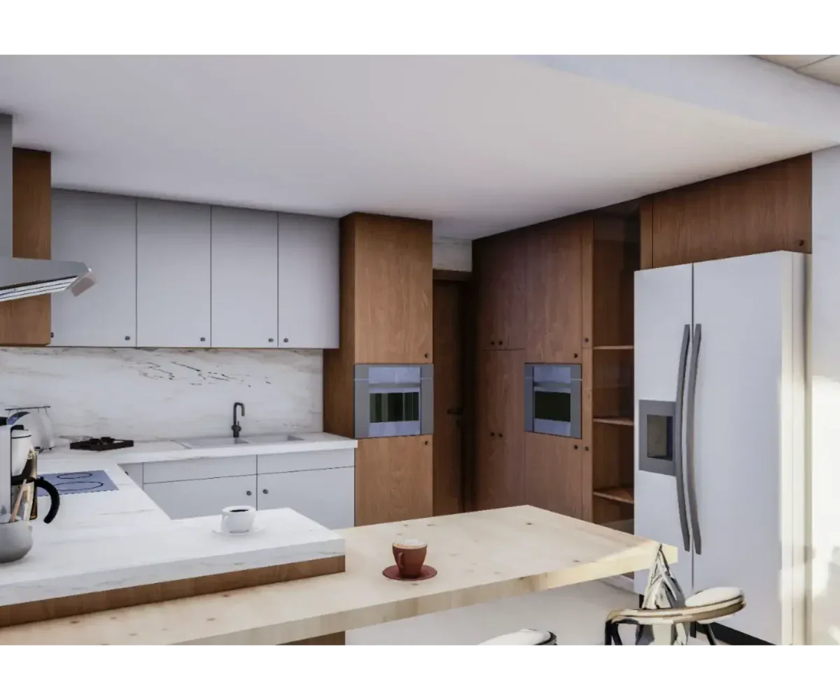 Cocina moderna con electrodomésticos en Las Terrenas, Samaná, con diseño elegante y funcional.