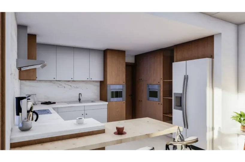 Cocina moderna con electrodomésticos en Las Terrenas, Samaná, con diseño elegante y funcional.