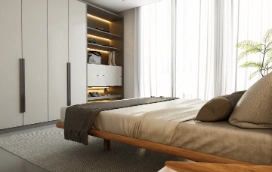 Habitación moderna en Las Terrenas con decoración elegante y luz natural.