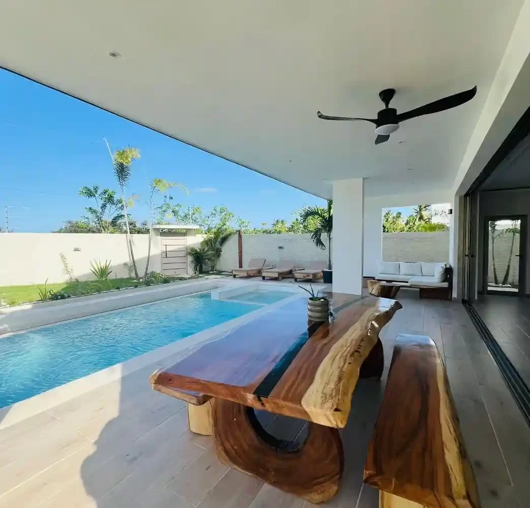 terraza con piscina privada villa moderna las terrenas
