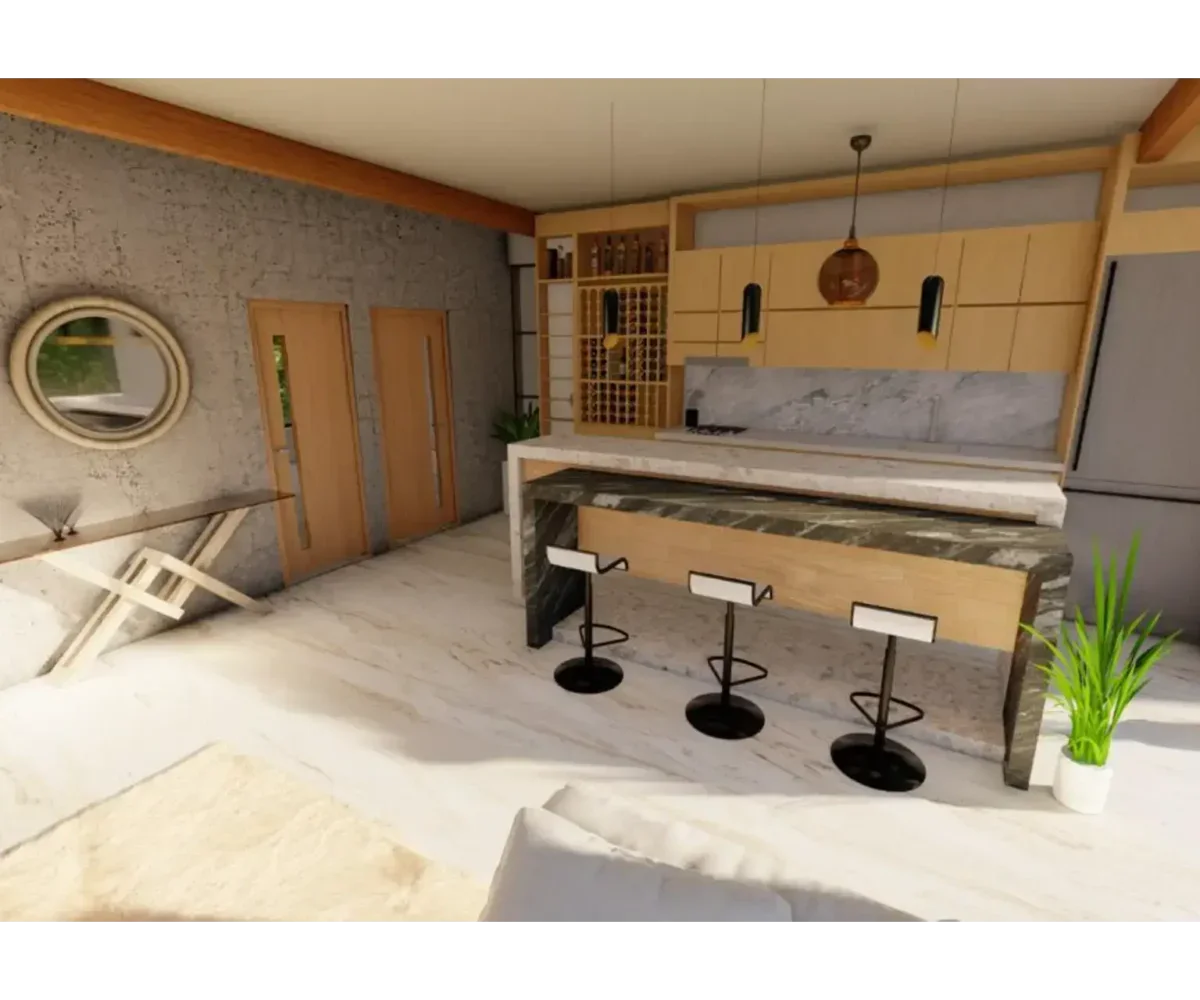 Cocina moderna y minimalista en Las Terrenas, perfecta para vivir o vacacionar.