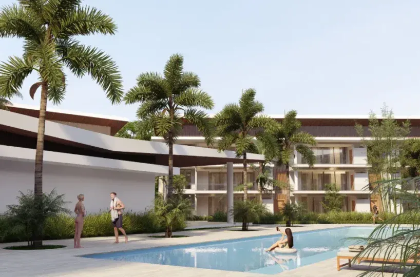 Esquina de apartamentos modernos frente a la playa en Las Terrenas.