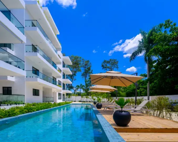 proyectos en planos republica dominicana vista exterior de la piscina