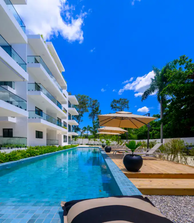 proyectos en planos republica dominicana vista exterior de la piscina