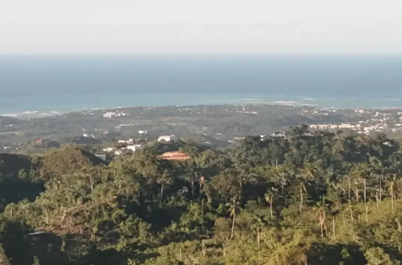 vista del terreno en las terrenas con montañas y mar
