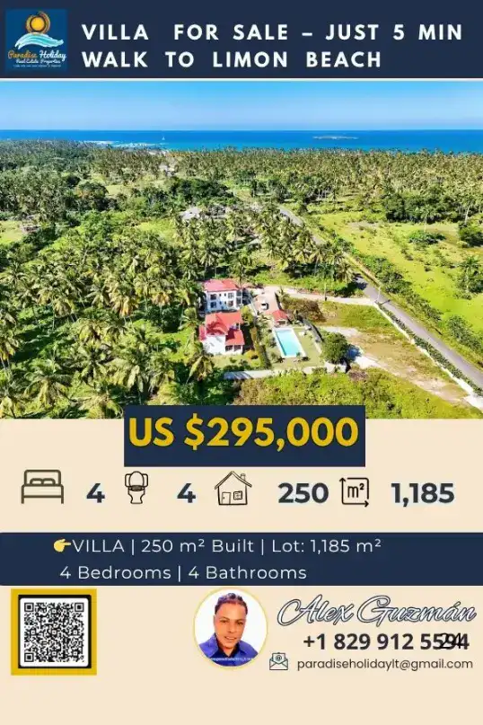 villa en venta metros de playa el limon inmobiliaria las terrenas