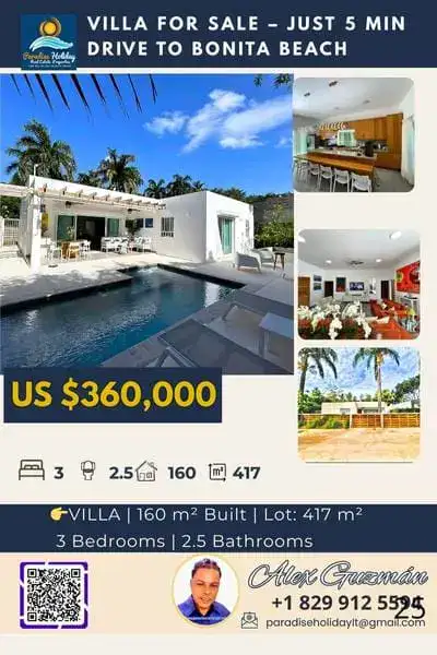 Villa en venta en lasterrenas