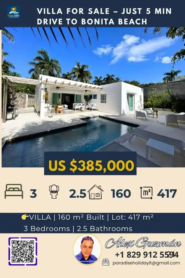 villa moderna piscina minutos de la plya inmobiliaria las terrenas