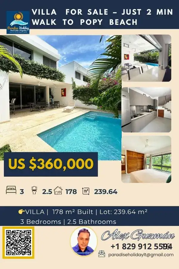 villa moderna piscina en la playa inmobiliaria las terrenas