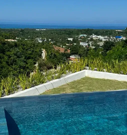 villas en venta en republica dominicana vista desde la piscina al mar y luagares de intereses